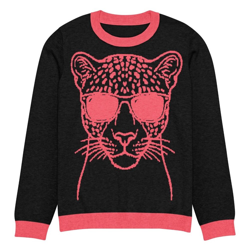 Leopard Knitted Crew Neck Sweater |Y2K Statement Knitwear